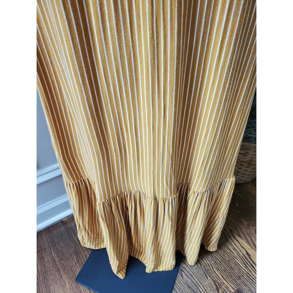 Alya Women's Brown Striped Rayon V-Neck Strappy Long Maxi Dress Size X-Small - Picture 5 of 9